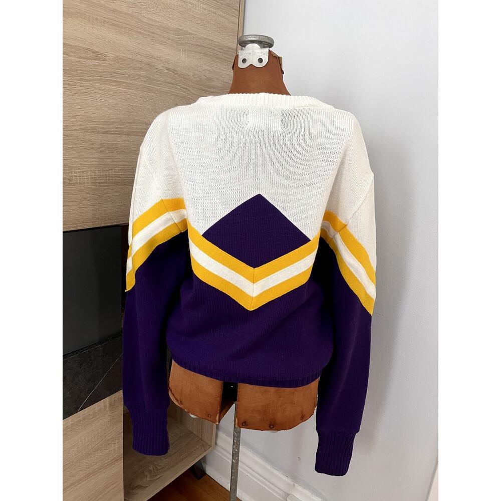 Dehan Sz L Vintage Cheerleader Sweater Purple Acrylic 80's Uniform Islanders - Picture 3 of 13